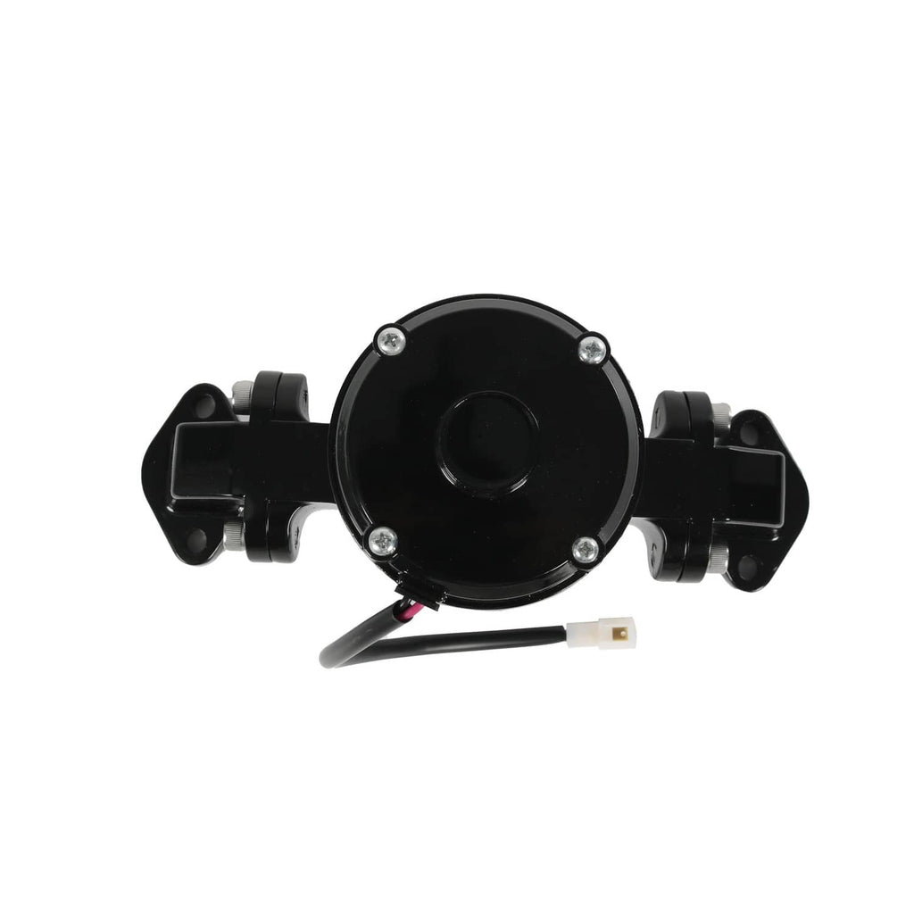 Black electric water pump front cover with wiring and side outlet ports