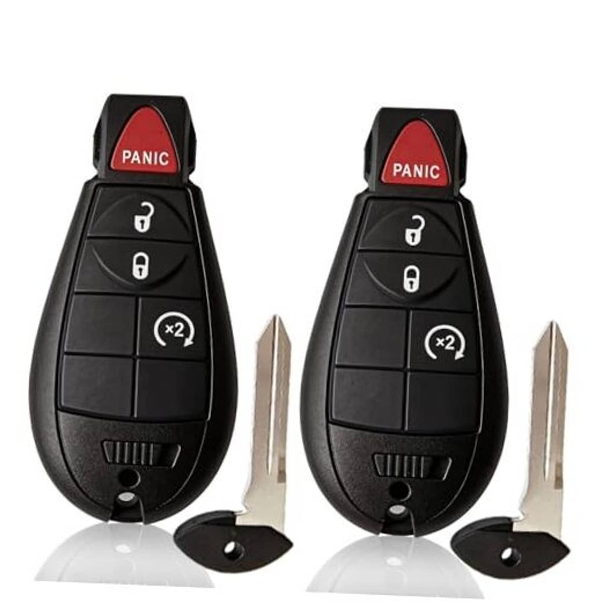 Black key fob replacement with red PANIC button, lock/unlock controls and key blade