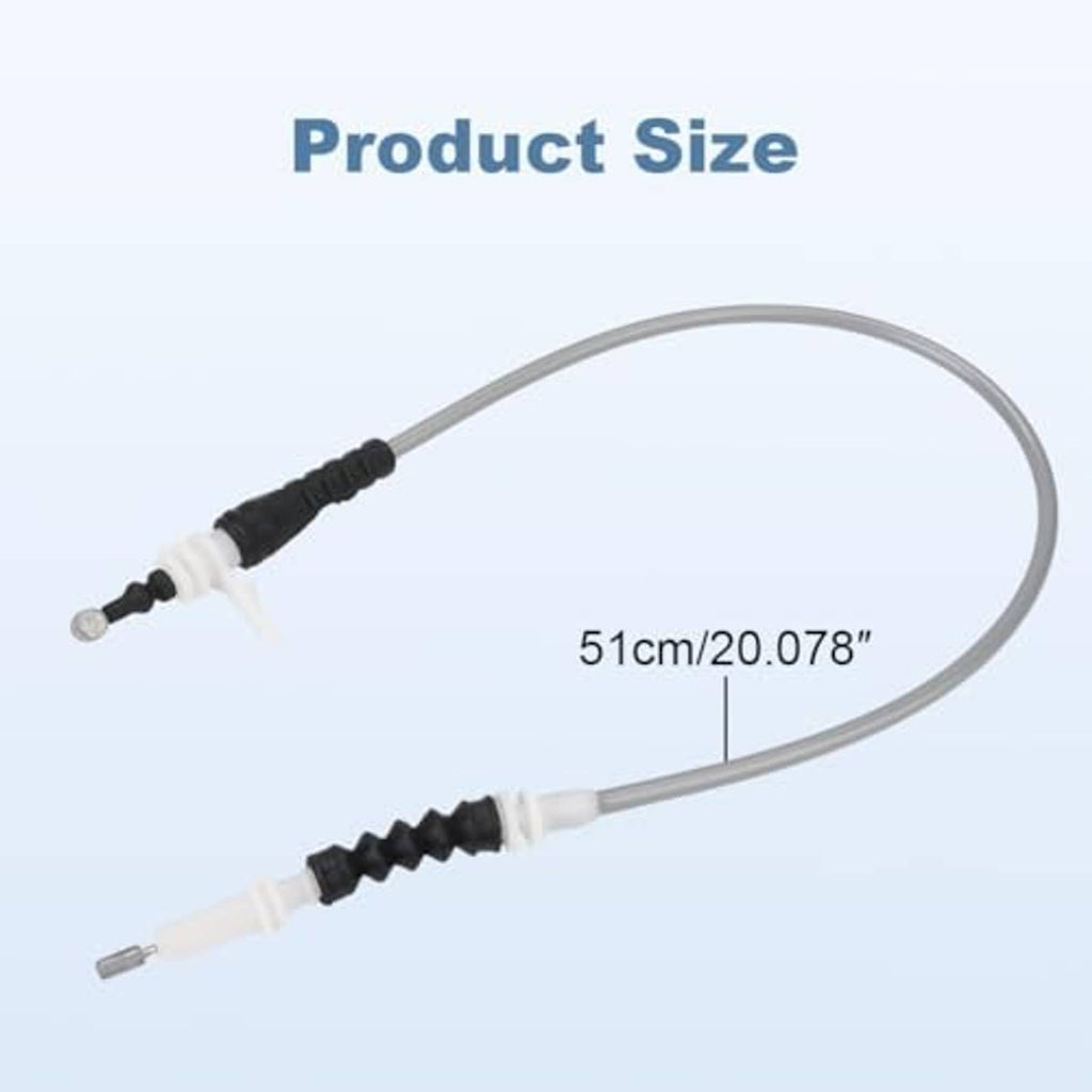 Hood release cable replacement, 51cm length, with black sleeve and white connector ends