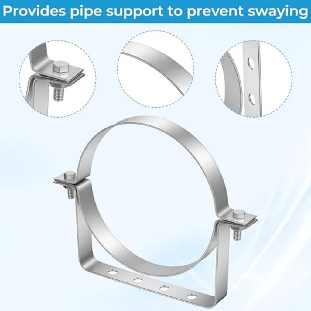 Stainless steel split-ring pipe support hanger with three-hole mounting plate