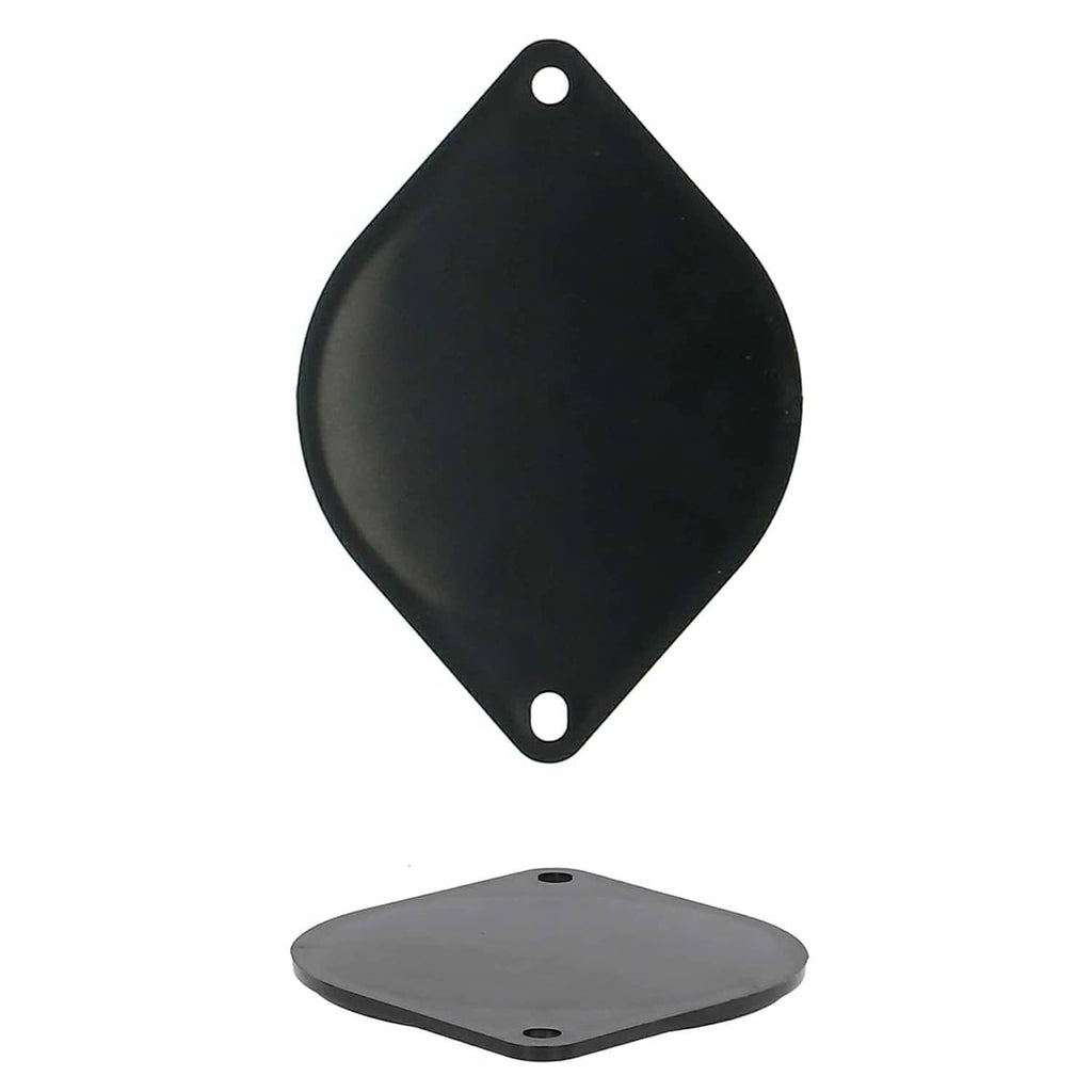 Black rubber speaker mounting pad, teardrop shape with two mounting holes