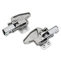 Metal door latch lock set with two assemblies, springs, and mounting holes