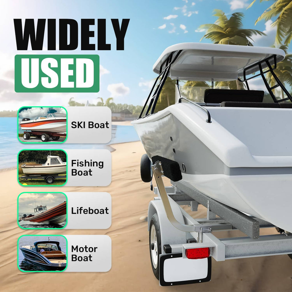 Boat trailer guide-on bunk board kit with black carpet pads for side guidance