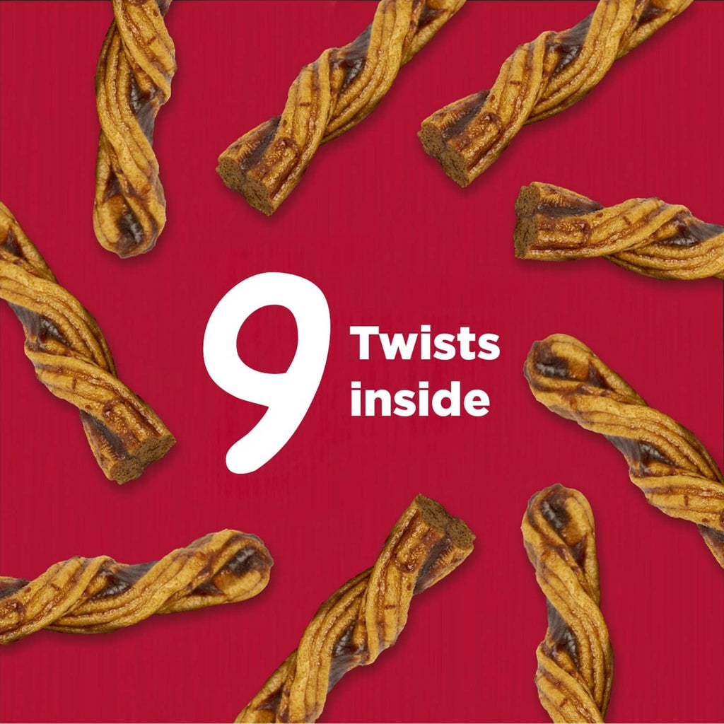 Rawhide-free beef dog chew twists, multiple twisted pieces