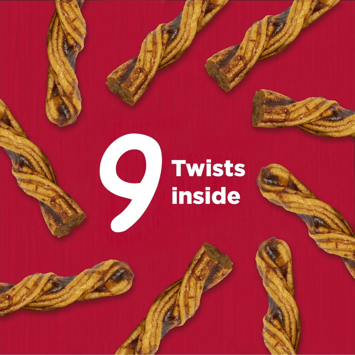 Rawhide-free beef dog chew twists, multiple twisted pieces