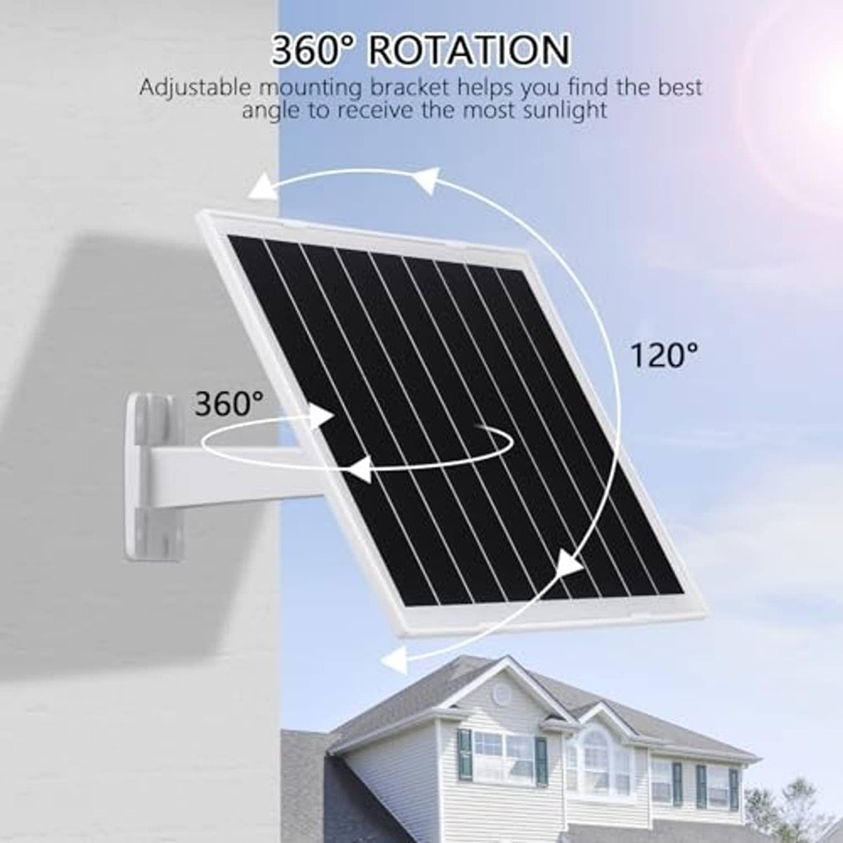 Adjustable solar panel charger with rotating bracket and black photovoltaic panel