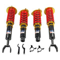Coilover strut kit set of 4 with red springs, black shocks, gold upper mounts and hardware