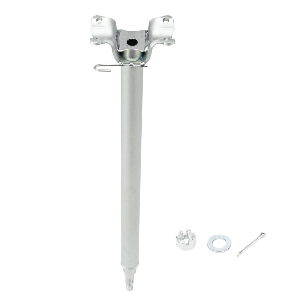 Vertical steering stem shaft assembly with top clamp bracket and included fasteners