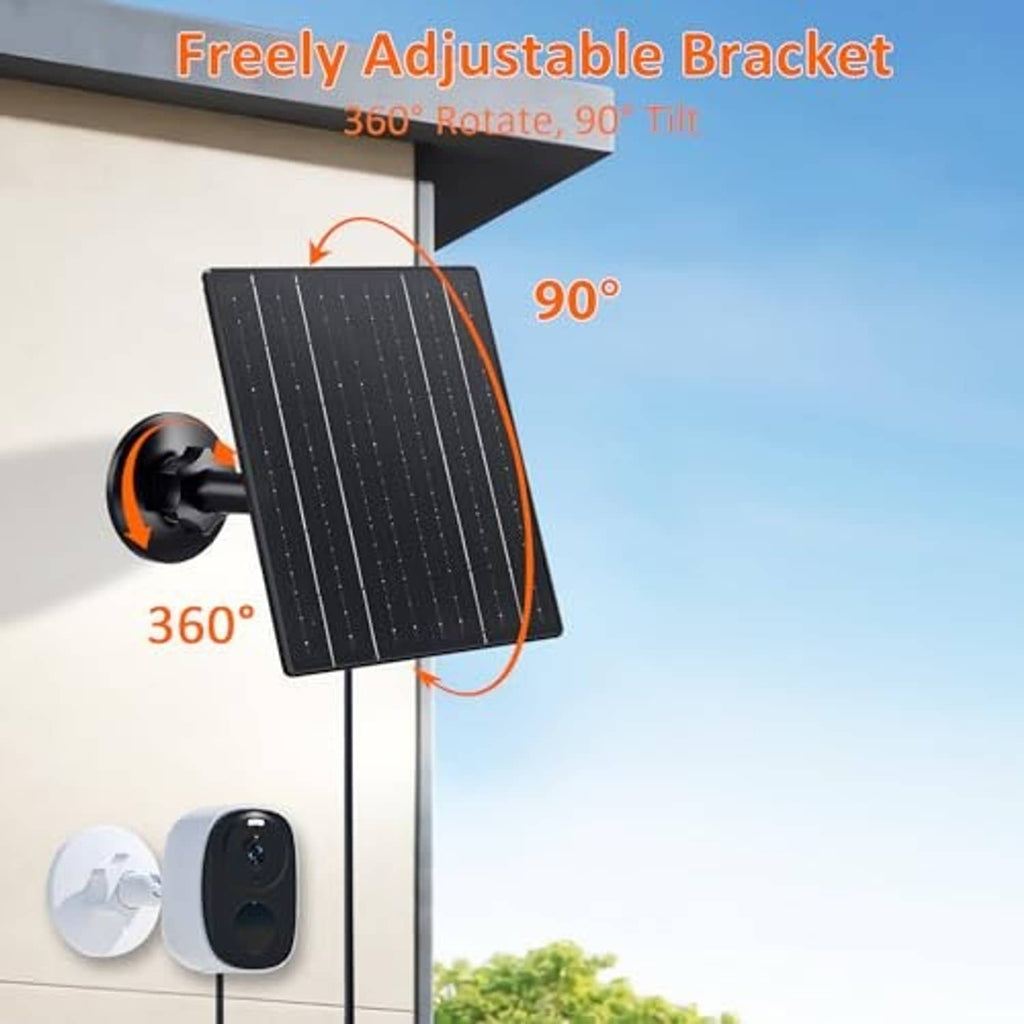 Black solar panel on a freely adjustable bracket with suction mount and cable