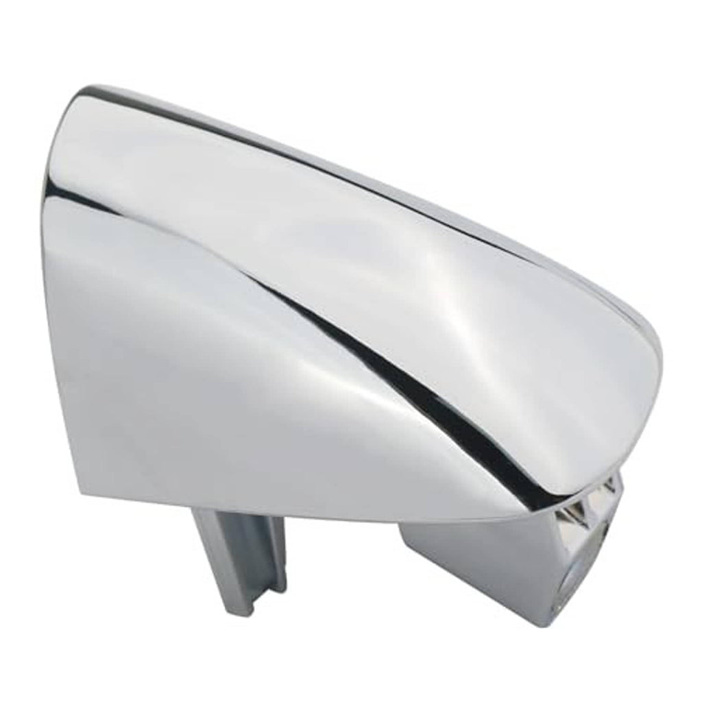 Polished chrome door handle cover with glossy ridged front and side tabs