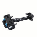 Front door check strap with black metal arm and blue clips, mounting brackets and bolts