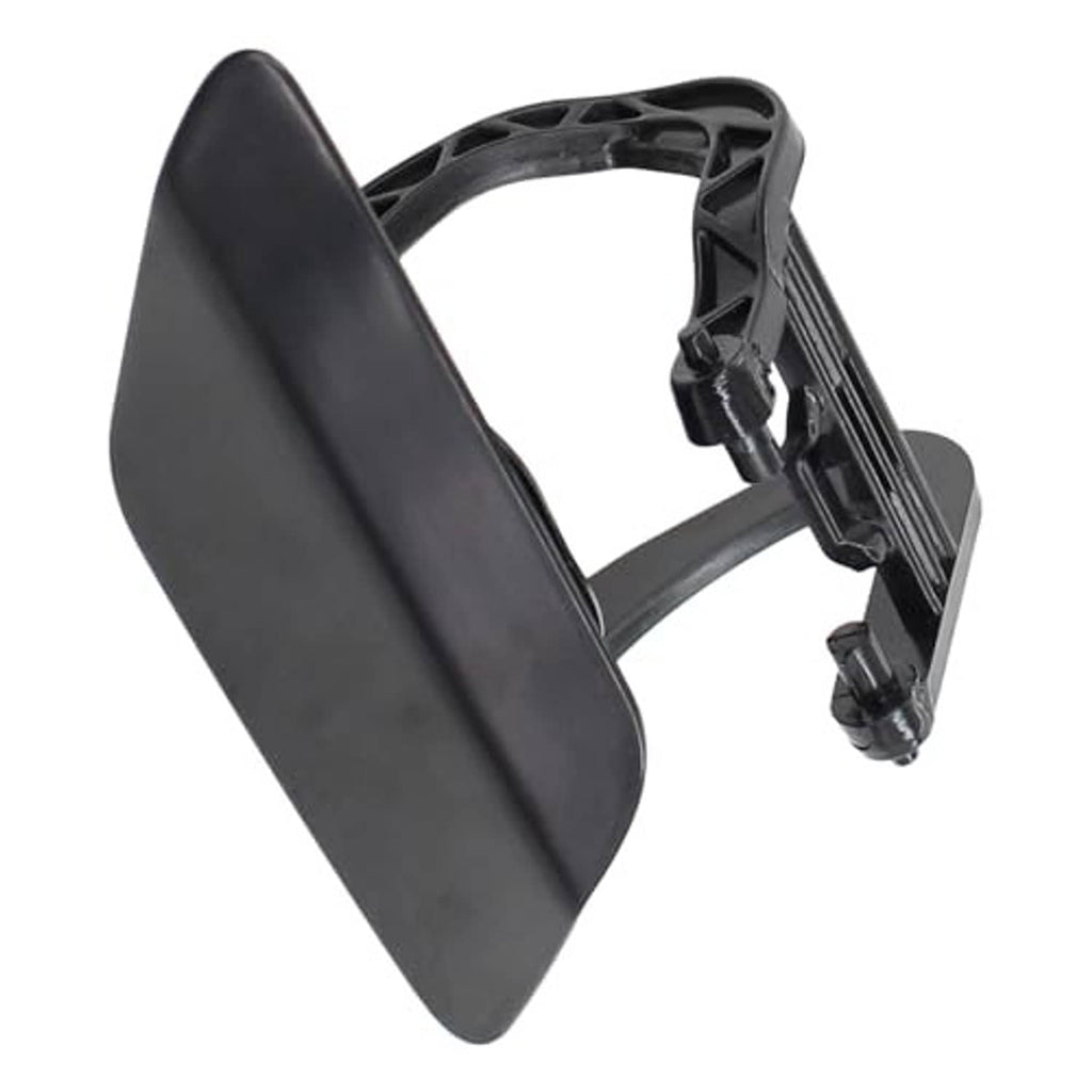 Black headlight washer nozzle cap with side bracket and fastening pegs