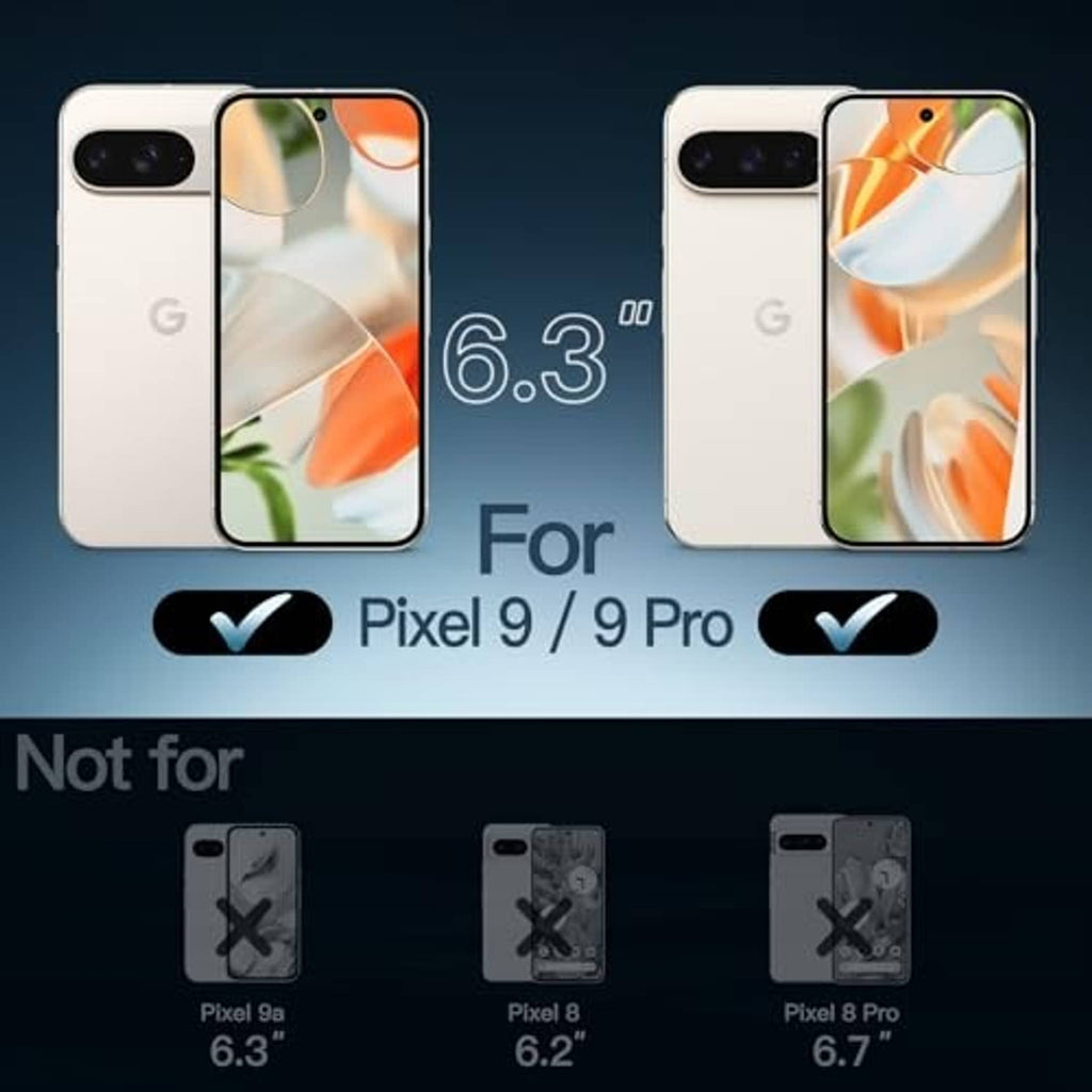Clear case showing front cover with cutouts; designed for Pixel 9/9 Pro