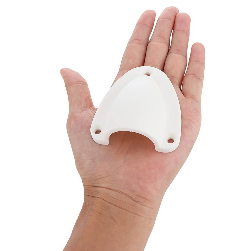 White clamshell vent cover with two mounting holes, shown held in a hand