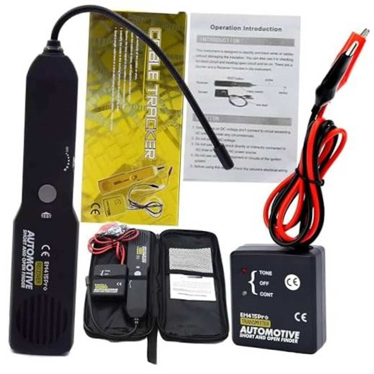 Automotive wire short and open finder tester with probe and red/black leads