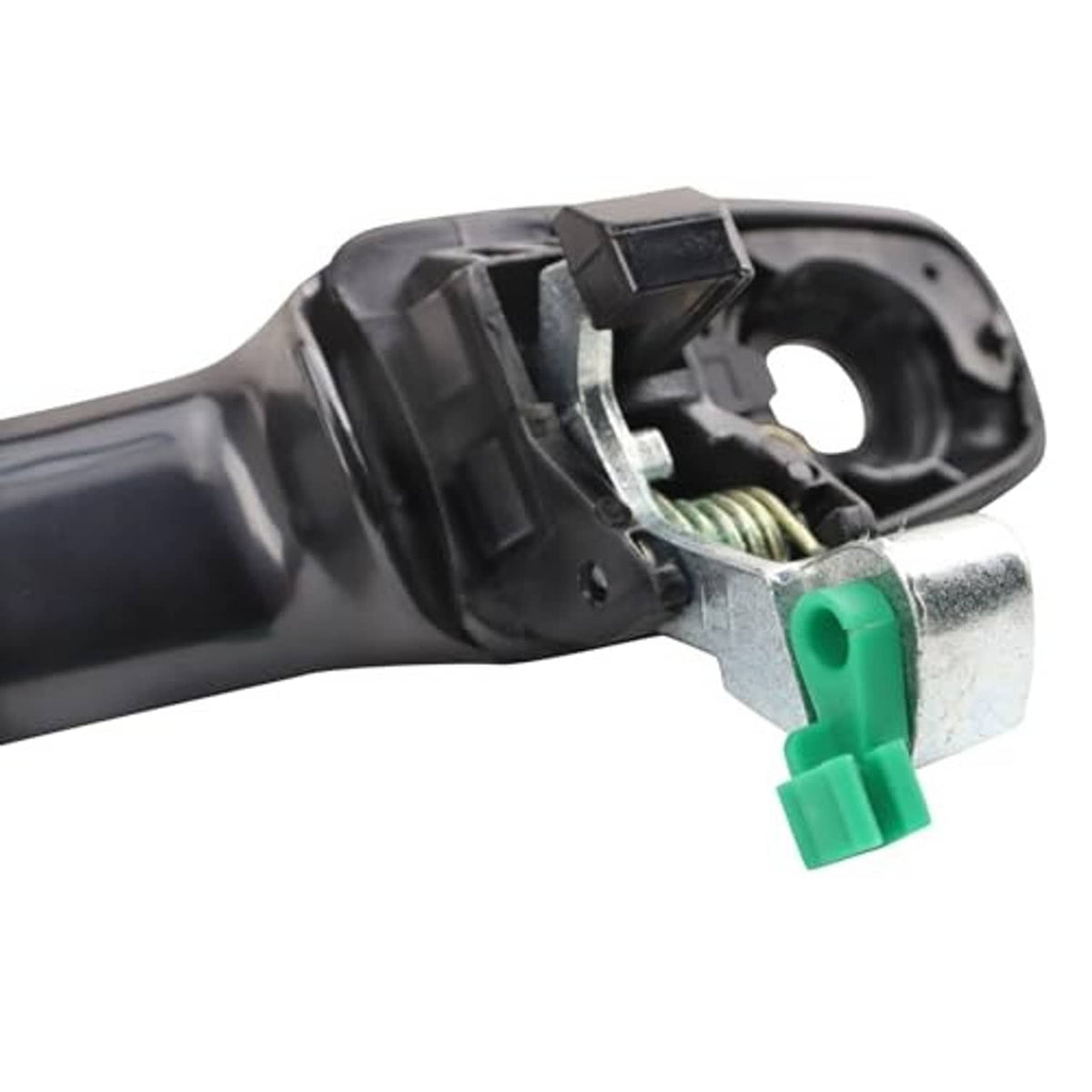 Door handle lock mechanism with green connector and metal actuator