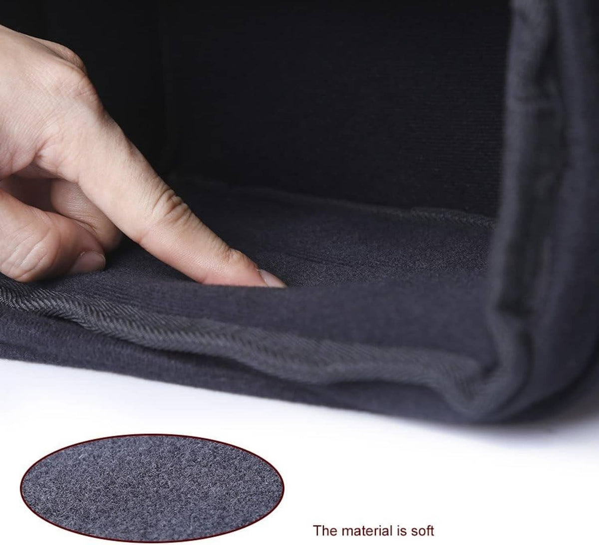 Black shockproof camera bag insert with soft fabric lining and wide side opening