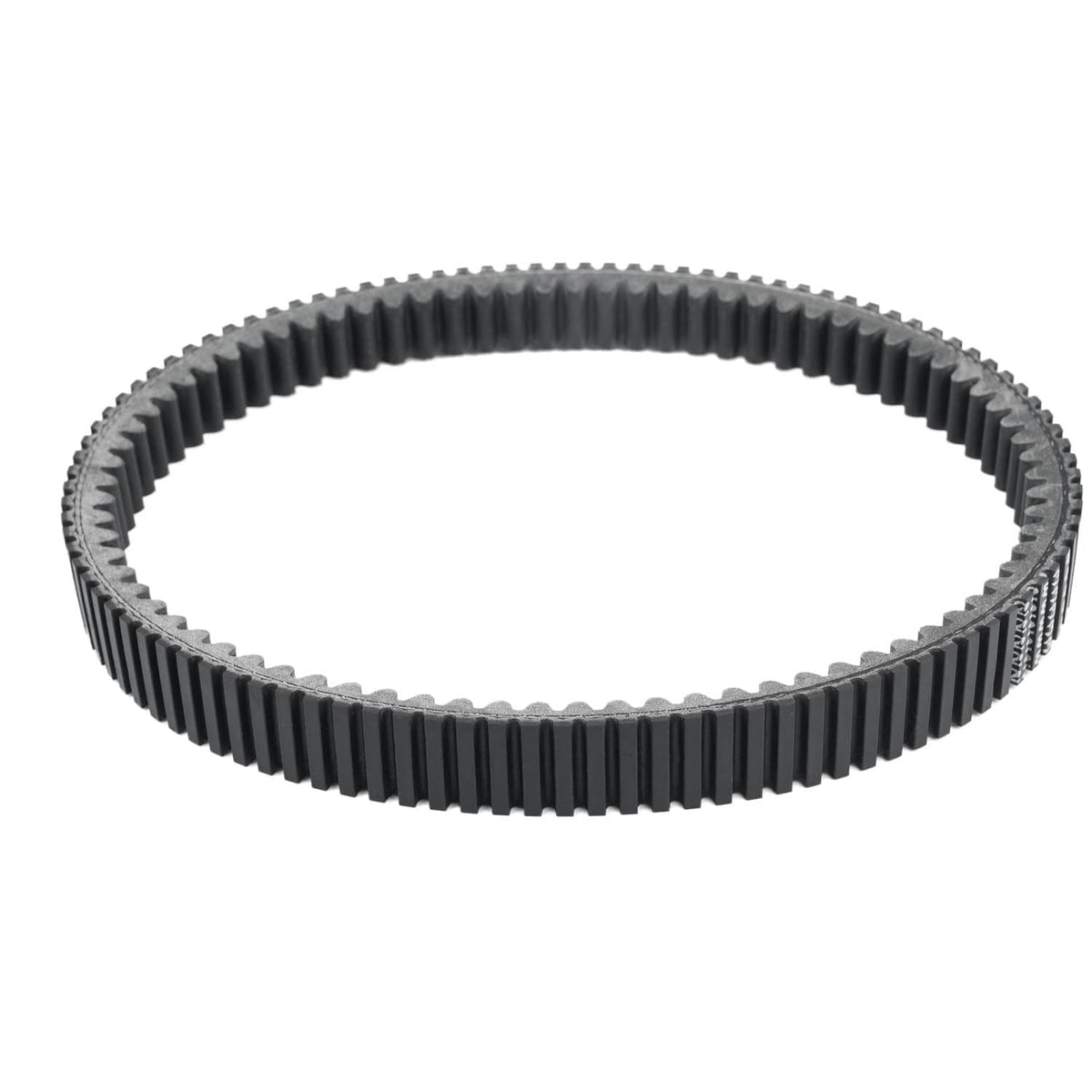 Clutch drive belt ring viewed from the side, ribbed teeth, black