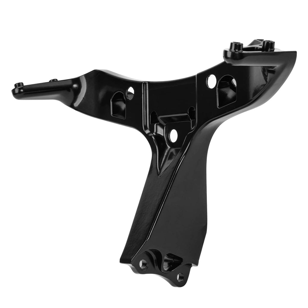 Black motorcycle front fairing bracket stay, contoured frame with mounting points