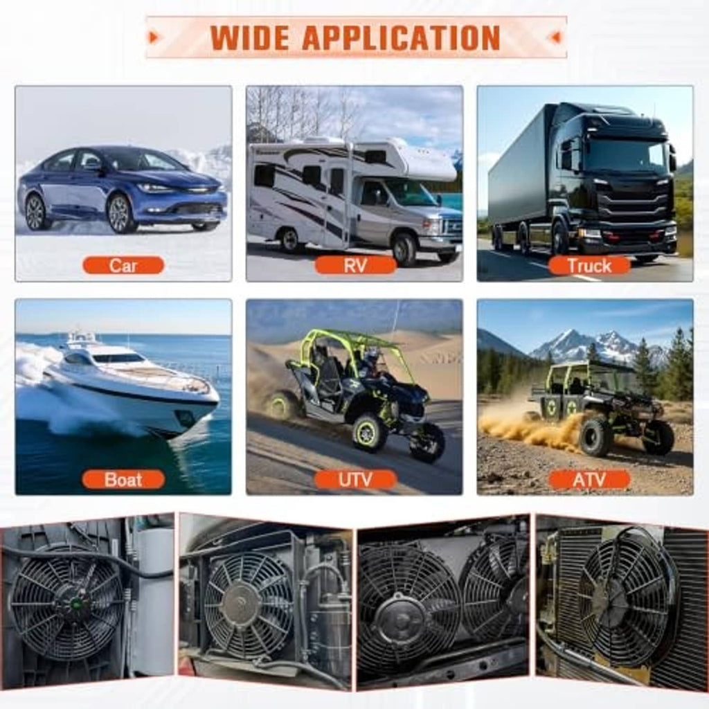 Radiator fan controller for cars, RVs, trucks, boats, UTVs, and ATVs