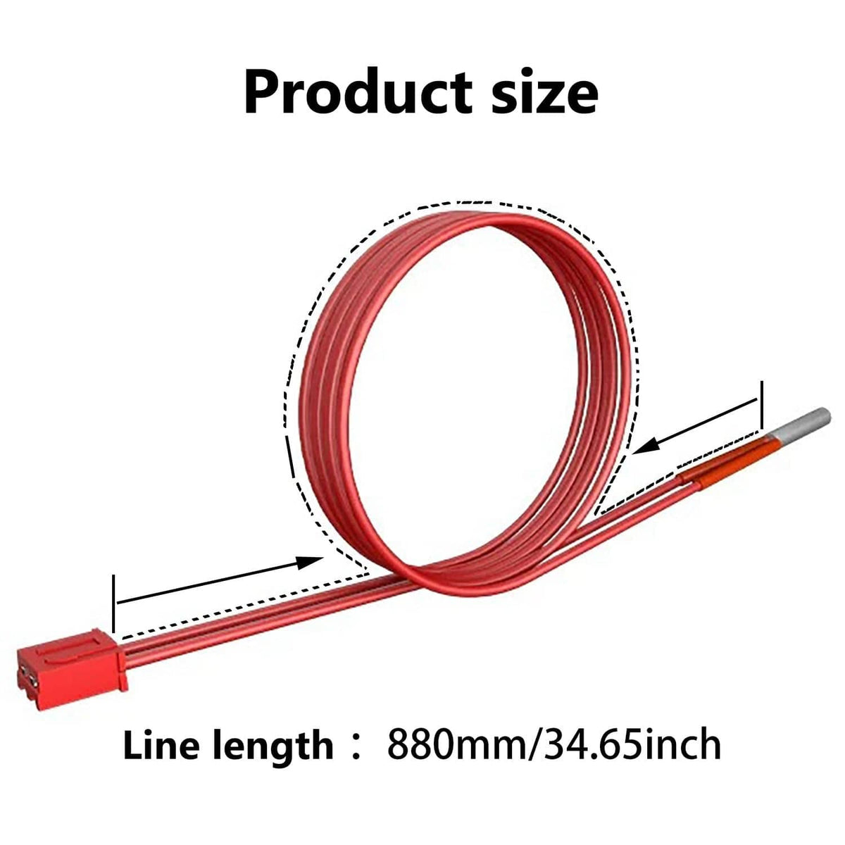 3D printer heater and thermistor cable set with red wiring and metal heater probe
