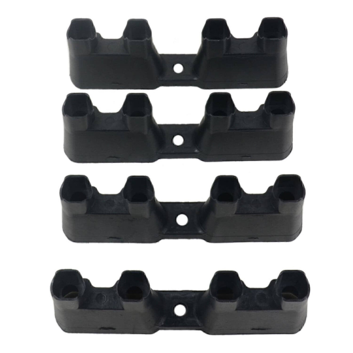 Three black lifter tray guide bars with cup-shaped ends and center mounting holes