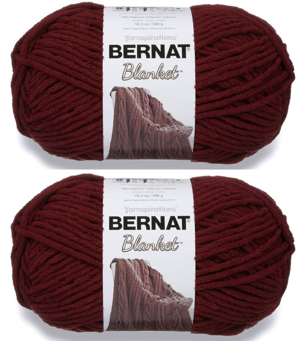Super bulky chenille yarn skeins, deep plum purple, two-pack
