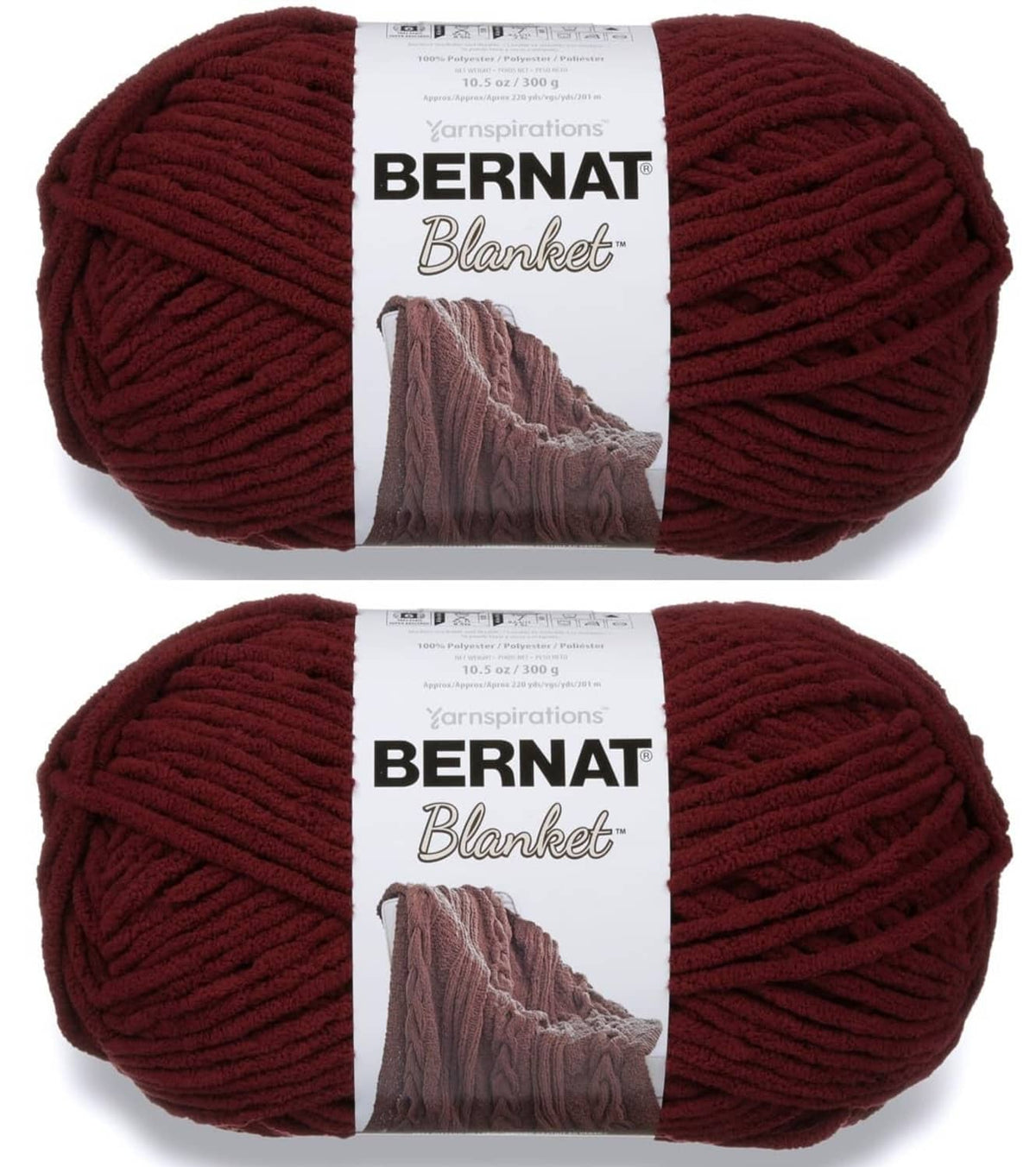 Super bulky chenille yarn skeins, deep plum purple, two-pack