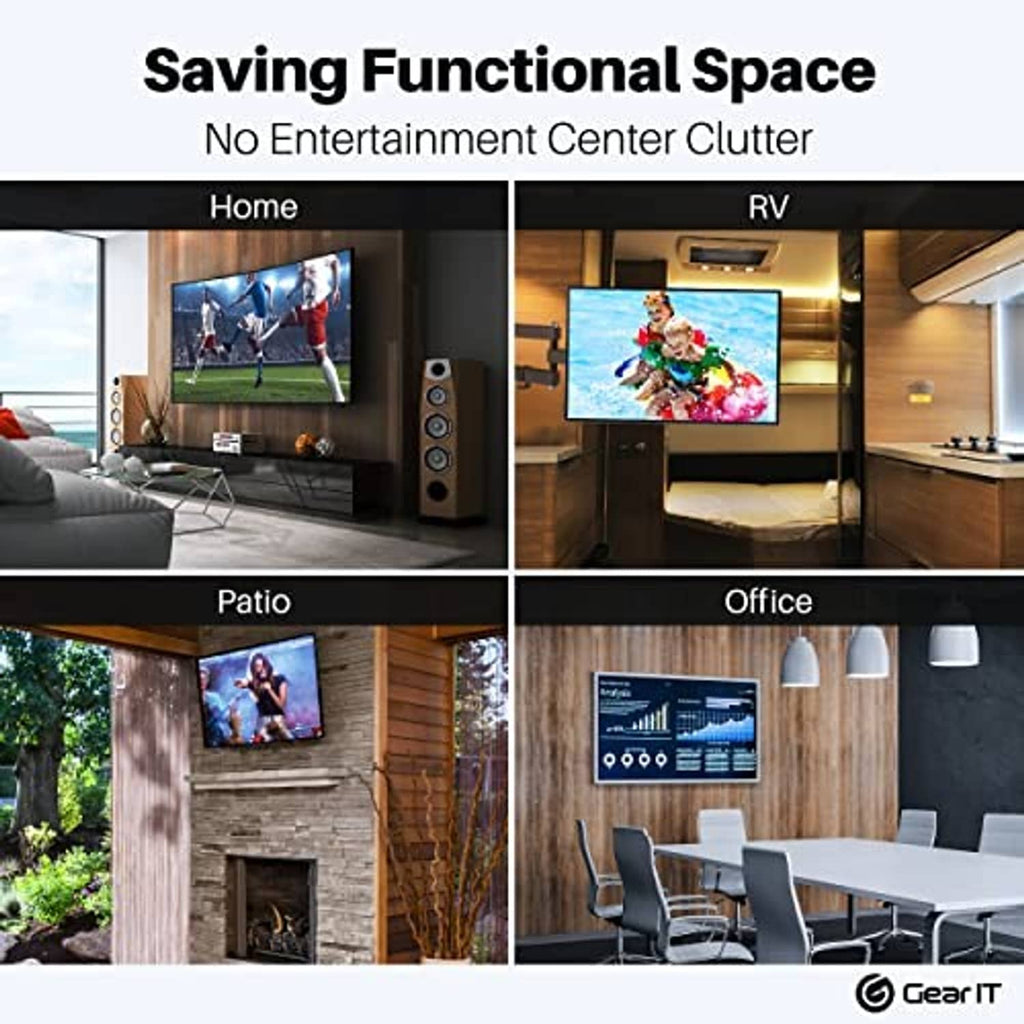 TV wall mount layout preview for home, RV, patio, and office spaces