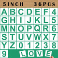 Large letter and number stencil set, 36-piece sheet with bold alphabet and numbers (5-inch)