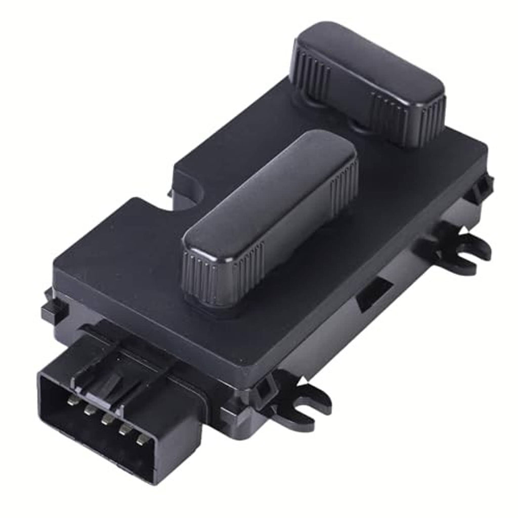 Black power seat switch module with two ribbed rocker levers, front driver side