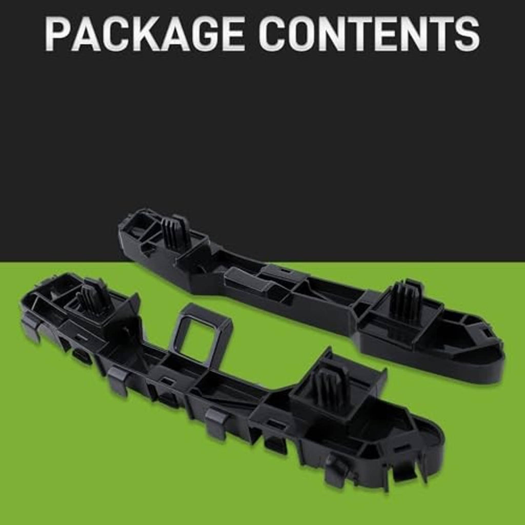 Set of black plastic bumper cover support brackets with separate mounting pieces