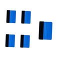 Set of 5 blue felt edge squeegees with black rubber edge applicators