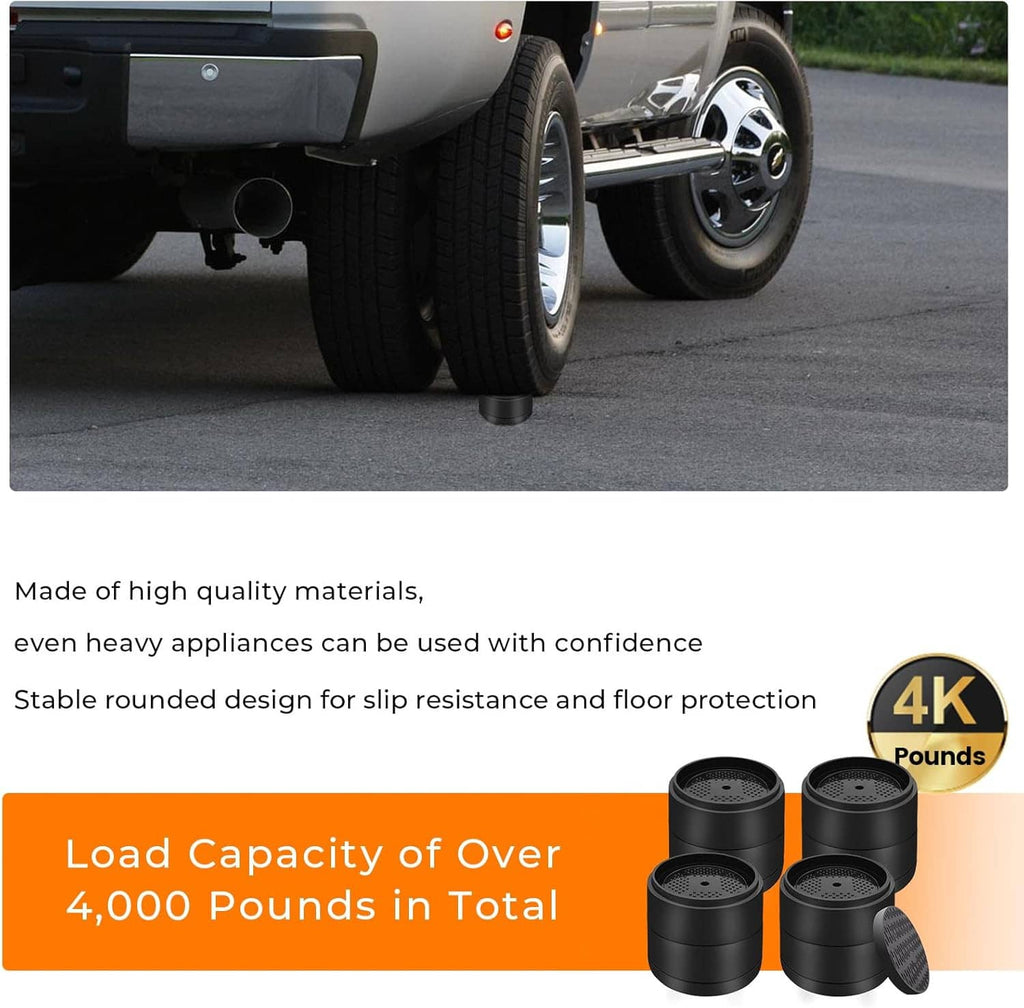 Black round furniture bed riser, thick cylindrical base with textured grip top