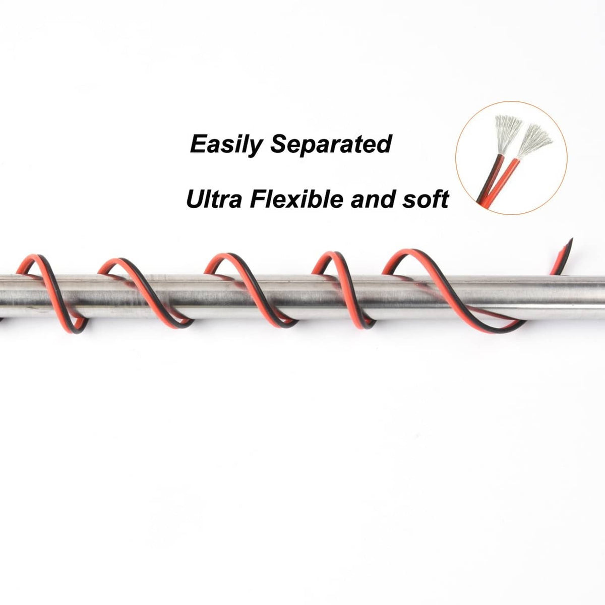 22 AWG silicone 2-conductor parallel wire with flexible red and black leads