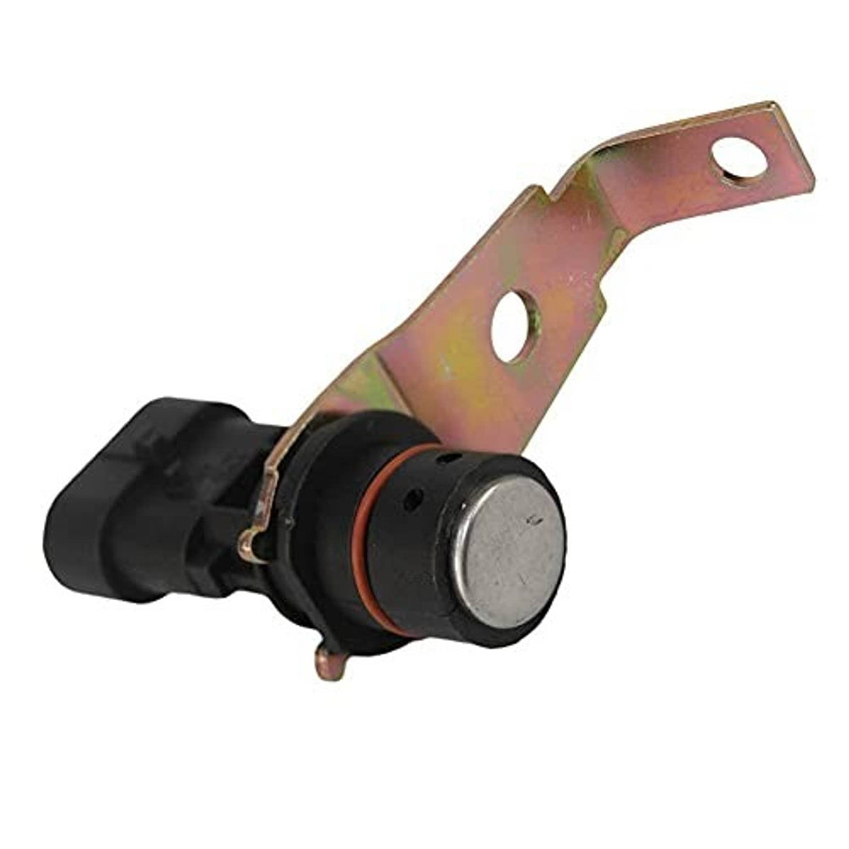 Crankshaft position sensor with iridescent metal bracket and round black sensor module