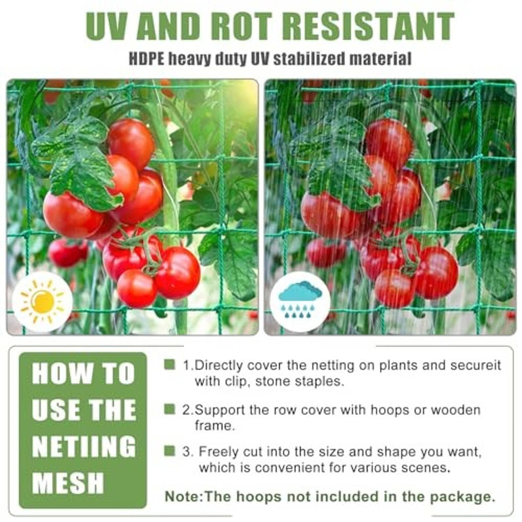 Garden trellis netting with UV-stabilized, rot-resistant teal mesh