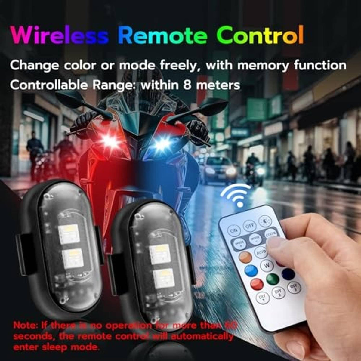 Two black magnetic LED strobe lights with wireless remote control