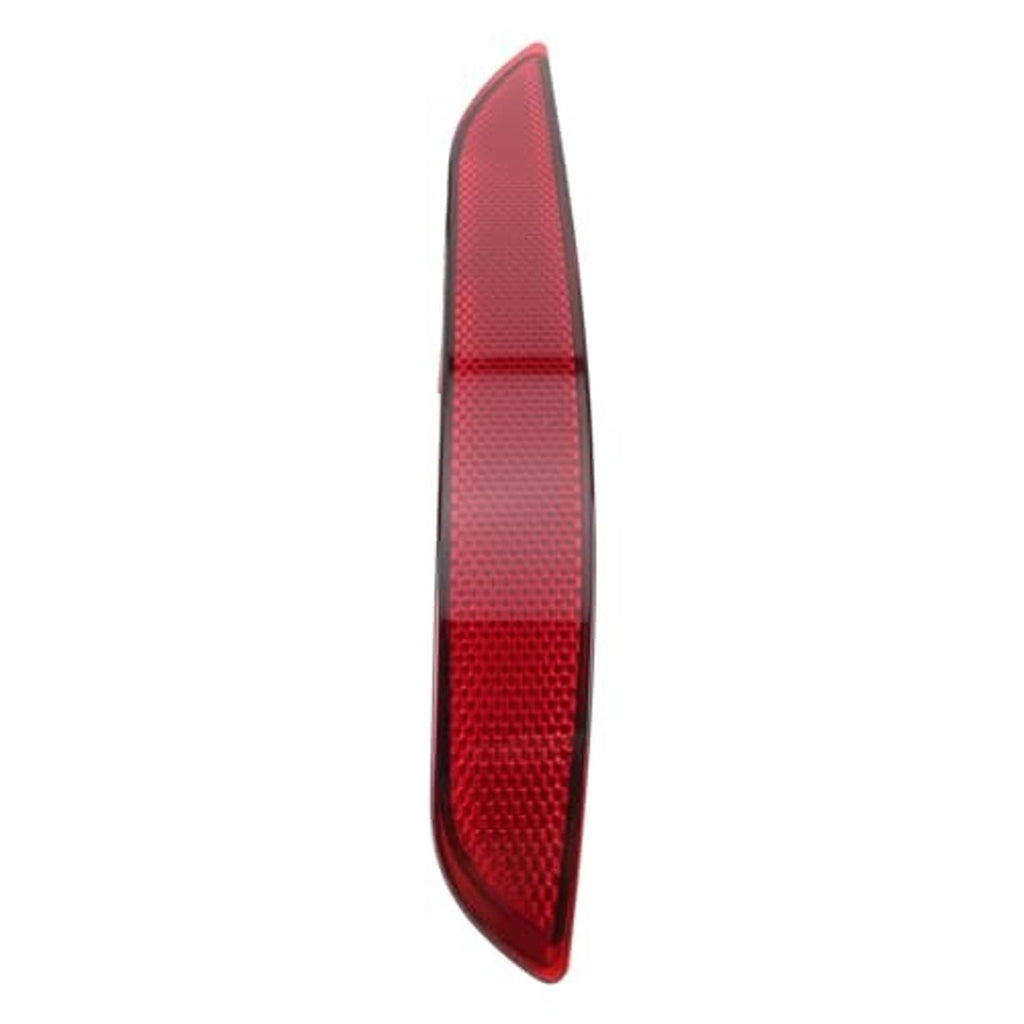 Red rear bumper reflector with black housing, vertical triangular shape