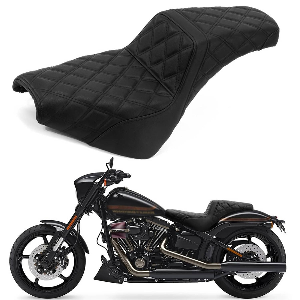 RivetOak Motorcycle Tow-Up Seat For Harley Softail Slim FLSL 18-21 / Standard FXST 20-24