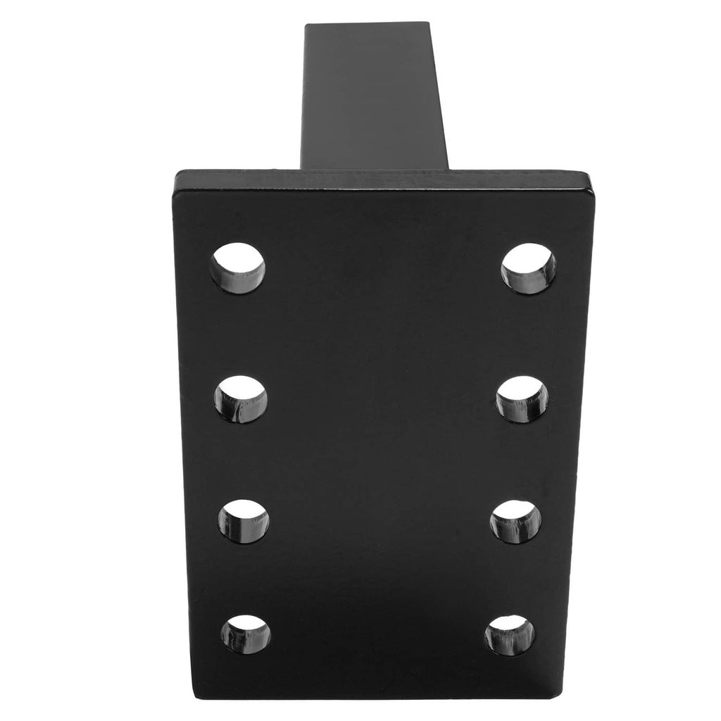 3-position hitch mounting plate face with 8 bolt holes and raised center post, black