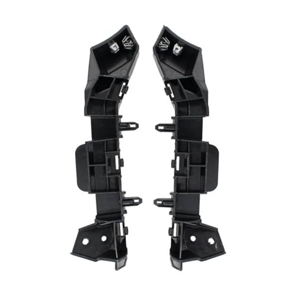 Front bumper guide bracket retainer supports, black plastic brackets with base plates