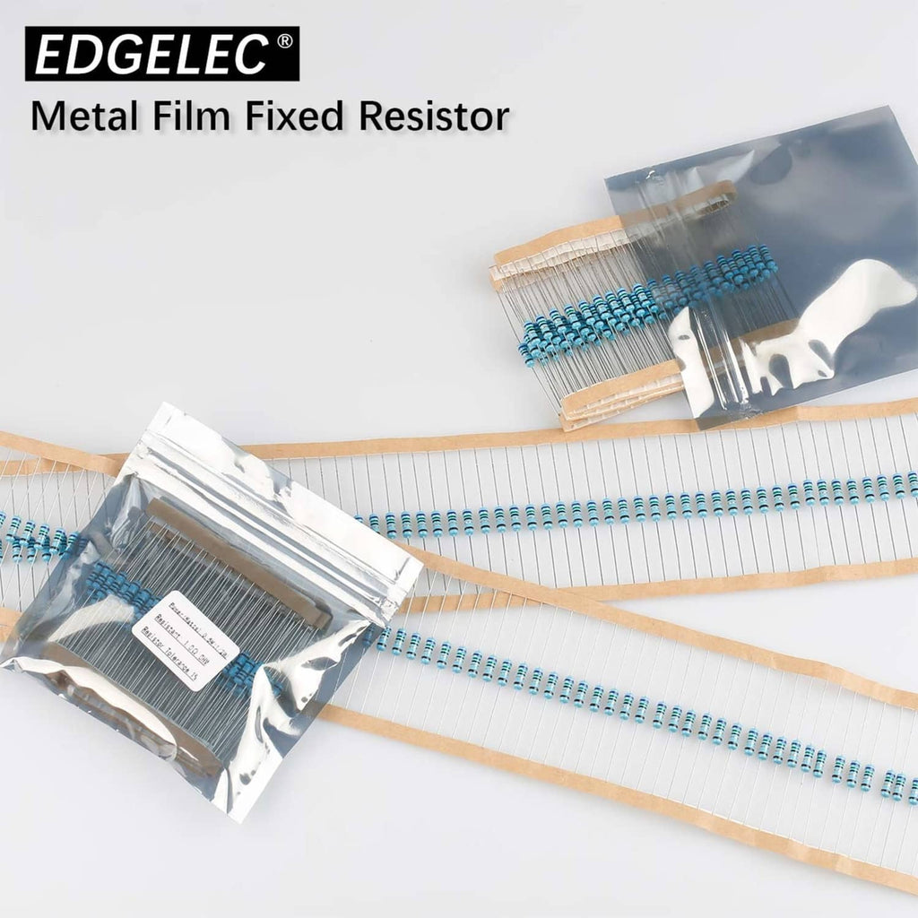 EDGELEC metal film fixed resistors with axial leads, packaged in a sealed bag