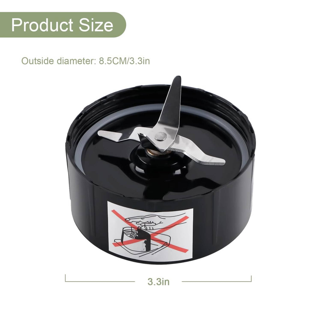 Black blender cross-blade replacement cup with 3.3 in diameter measurement