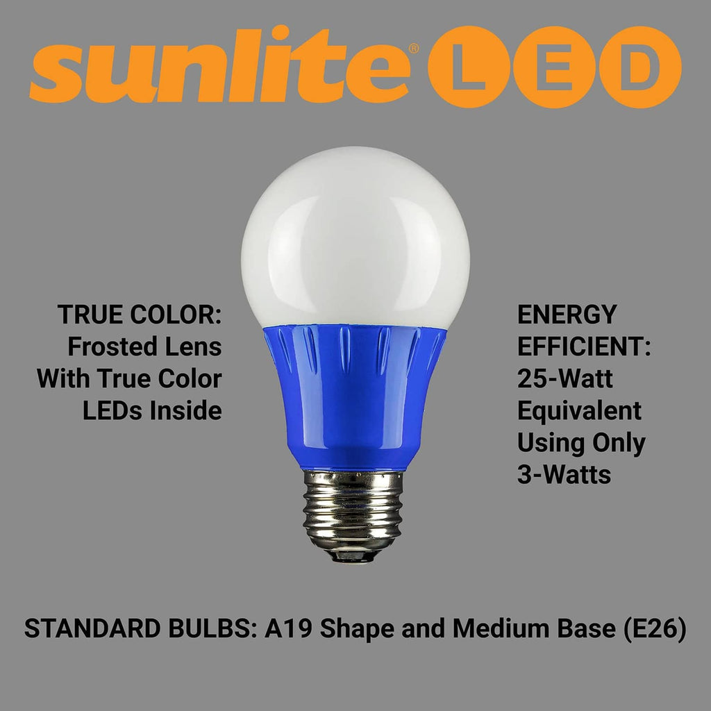 Blue A19 LED bulb with frosted lens and medium screw base (E26)