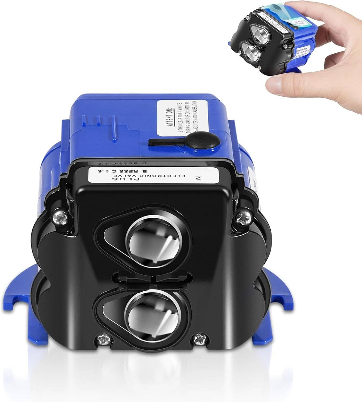 Blue and black urinal electronic control module with dual round sensor lenses