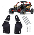 Pair of black metal light bar mounting brackets with hardware bolts and nuts