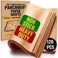 Unbleached natural brown parchment paper sheets, 8 x 12 in, 120-count pack with box