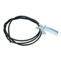 Universal throttle control cable assembly with black cable and silver mounting bracket