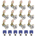 Keyed-alike cam locks set: 12 chrome cylinders with 6 blue keys and cams